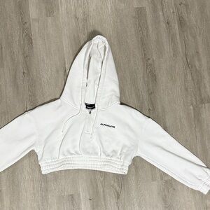 Alphalete White Cropped Hoodie